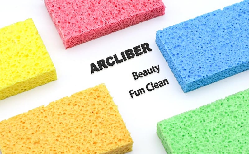 ARCLIBER Cellulose Sponges,Heavy Duty Scrub Kitchen Sponge,Clean Tough Messes Without Scratching Sponges Kitchen,Pop Up Eco Sponges DIY Pink (6 Pack) - Image 2